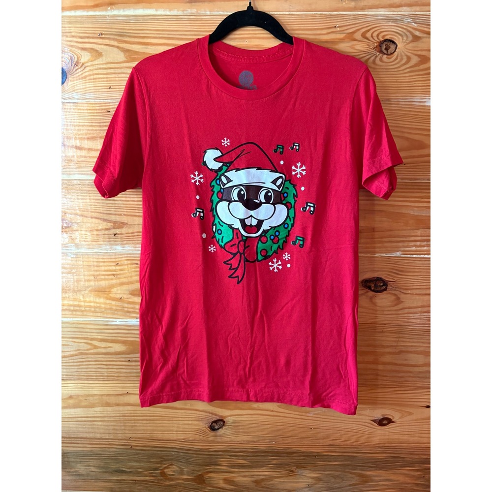 Buc-ee's Red Christmas Beaver Graphic T Shirt Unisex Holiday Crewneck 2022 Sz Sm